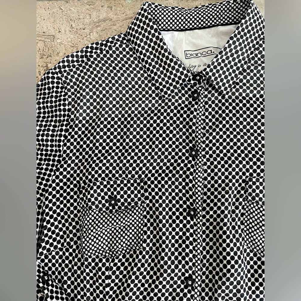Bianca Contrasting Polka Dot Button Up